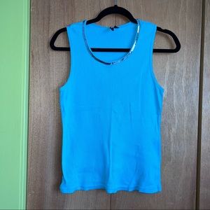Assoluto Vintage Ribbed Blue Tank Top • Size Medium